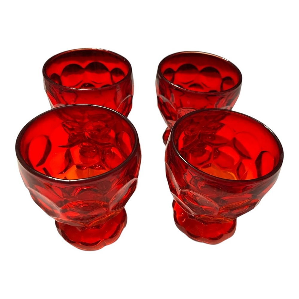 Imperial glass Provincial dark ruby footed tumblers 4 discontinued pattern 4”